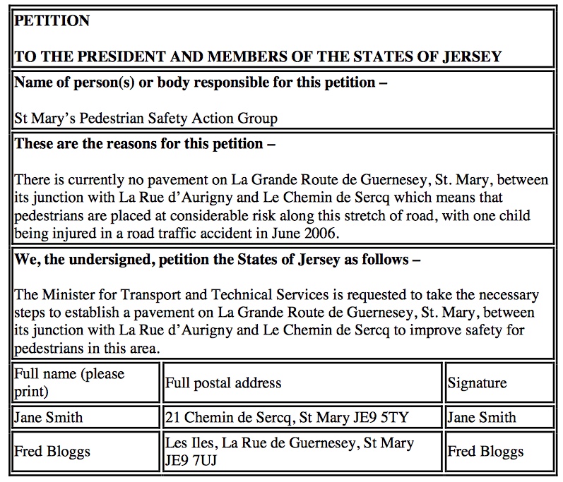 states of jersey petition
