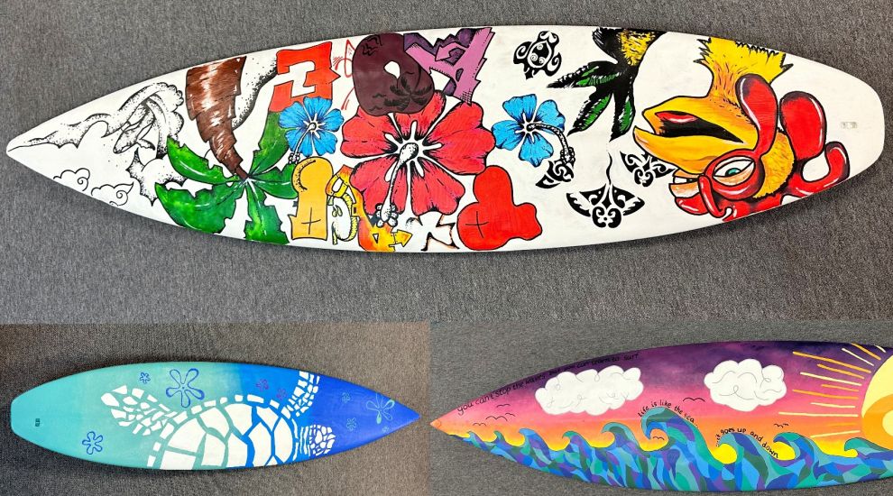 Young artists get 'on board' with silent surfboard auction