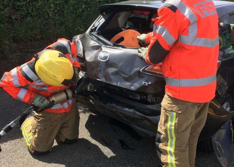 Woman cut from her car in St Peter crash