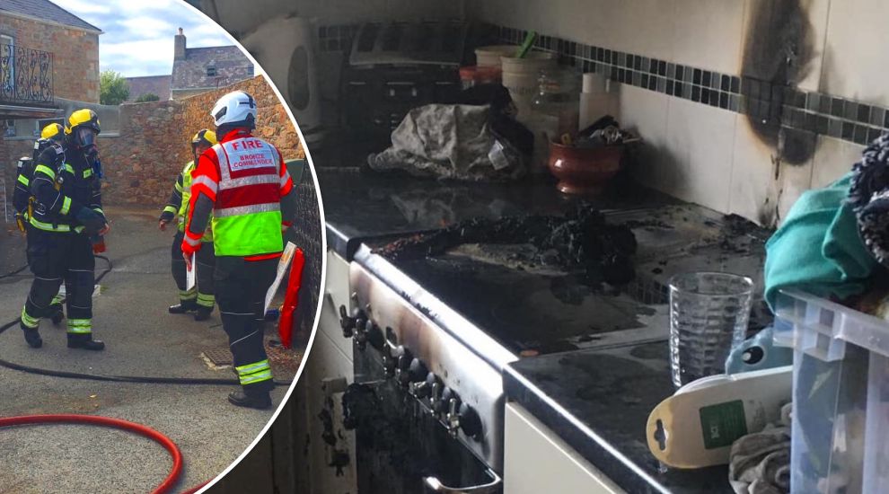 Cooked clothing causes kitchen fire