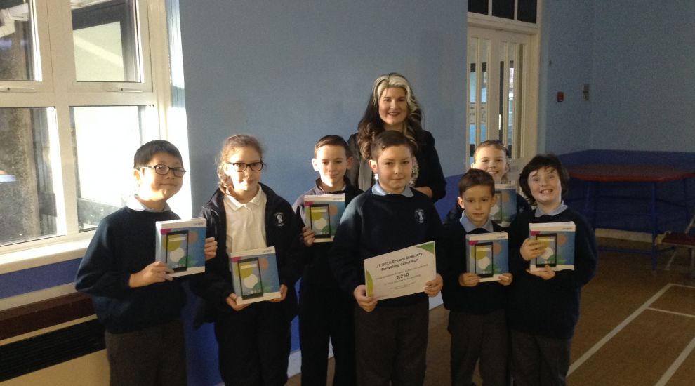 St Luke’s Primary School receives 15 'tablets' as a reward for recycling