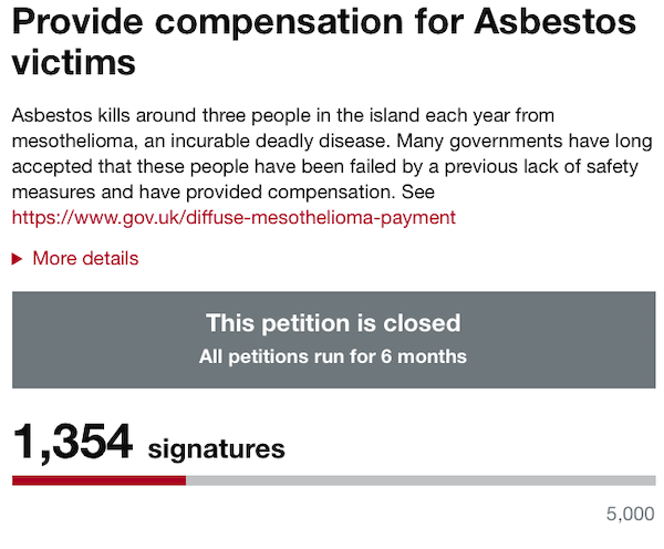 asbestos compensation petition