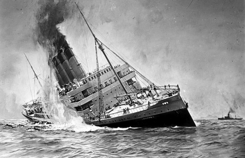 Painting of the sinking of the Lusitania - CREDIT: German Federal Archive