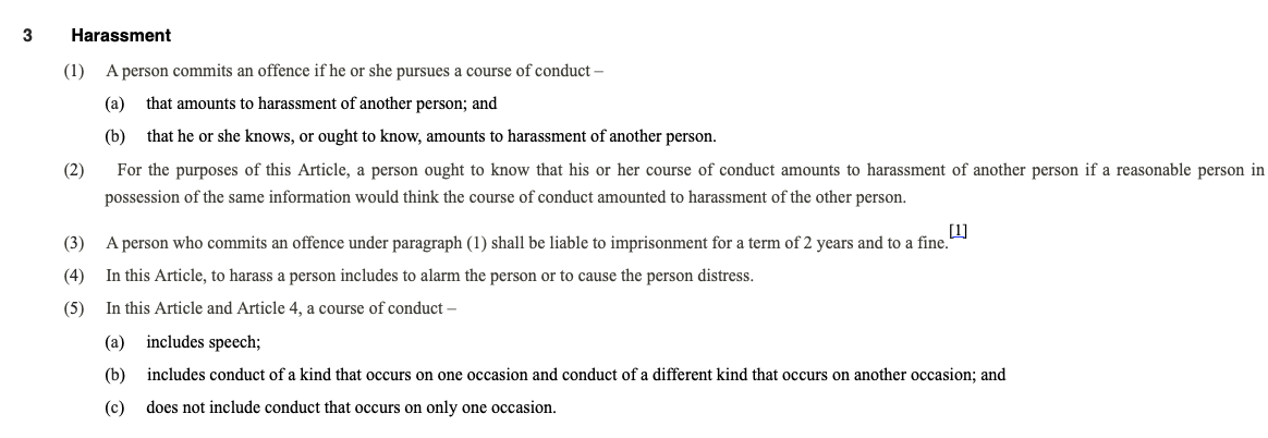 Harassment law