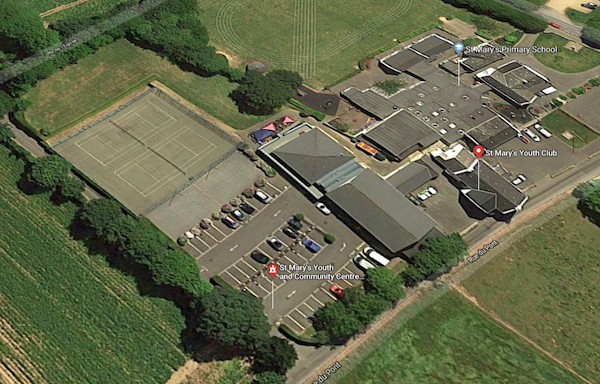 aerial shot of St Mary community centre and school google maps