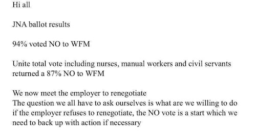 union reject workforce modernisation offer social media post 08.02.18