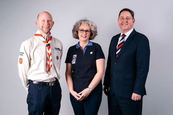 Glen Militis from Scouts Jersey, Michele Peace from Girlguiding Jersey, Paul Savery representing Barclays,).