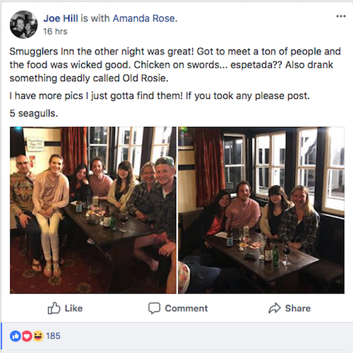 Joe hill accidental tourist facebook review