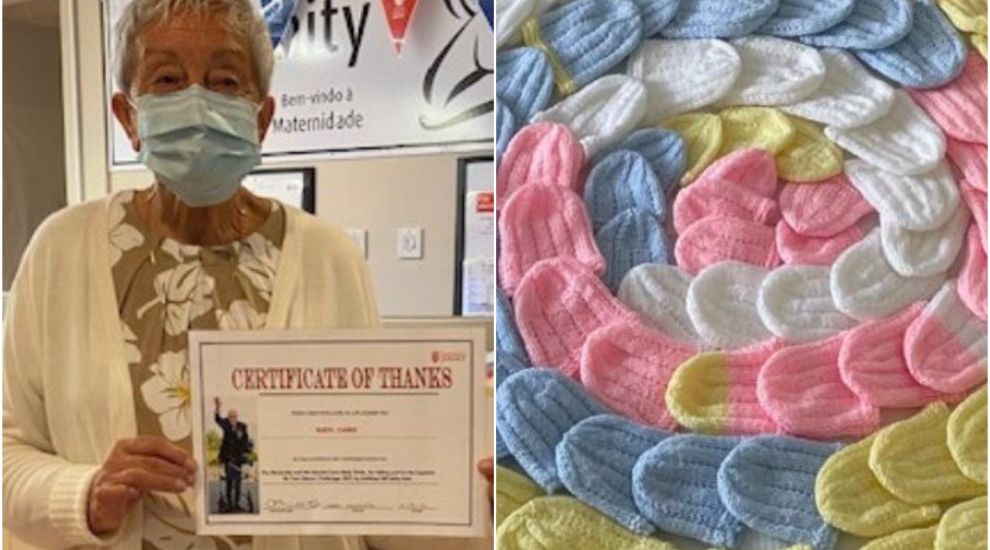 Knitter extraordinaire creates 100 baby hats as 