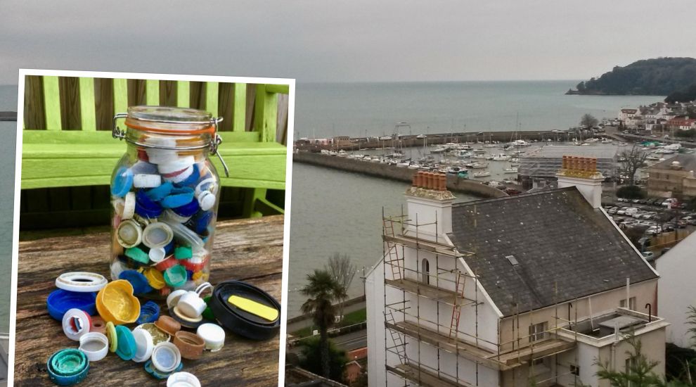 Bottle top bunting to hang around St. Aubin's harbour to highlight pollution