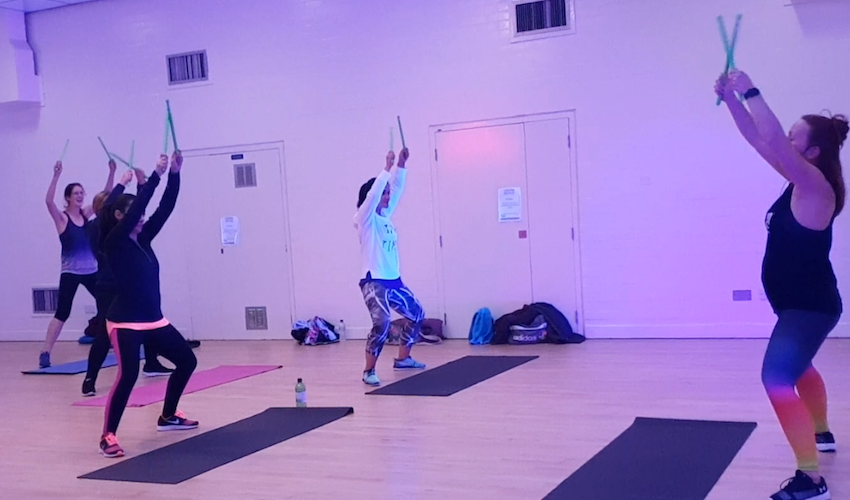 WATCH: Exercisers 'beat out' frustration in new class