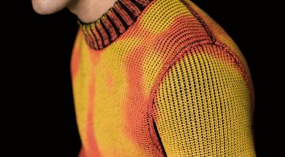 This autumnal-looking sweater changes colour in different weather