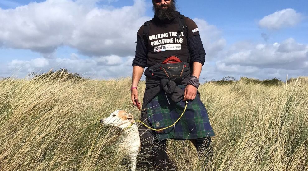 Ex-paratrooper on five-year coastal walking mission reaches Jersey