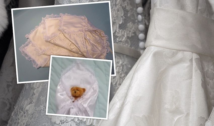 Baby loss charity transforms wedding dress into pockets for little angels