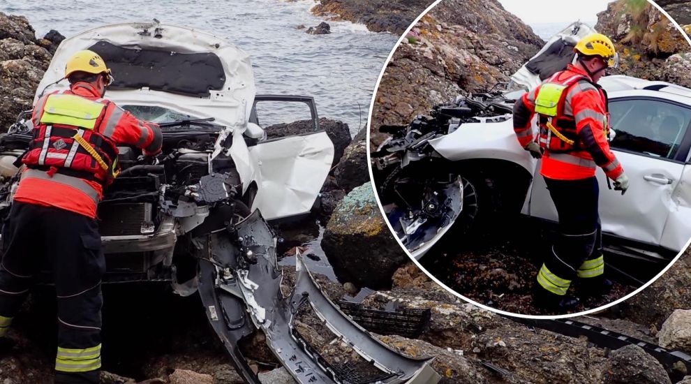 Driver found “safe and well” after car rolls off cliff