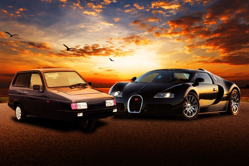 Bugatti or Reliant Robin?