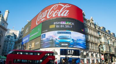 The Piccadilly Circus lights will show adverts based on nearby cars and people