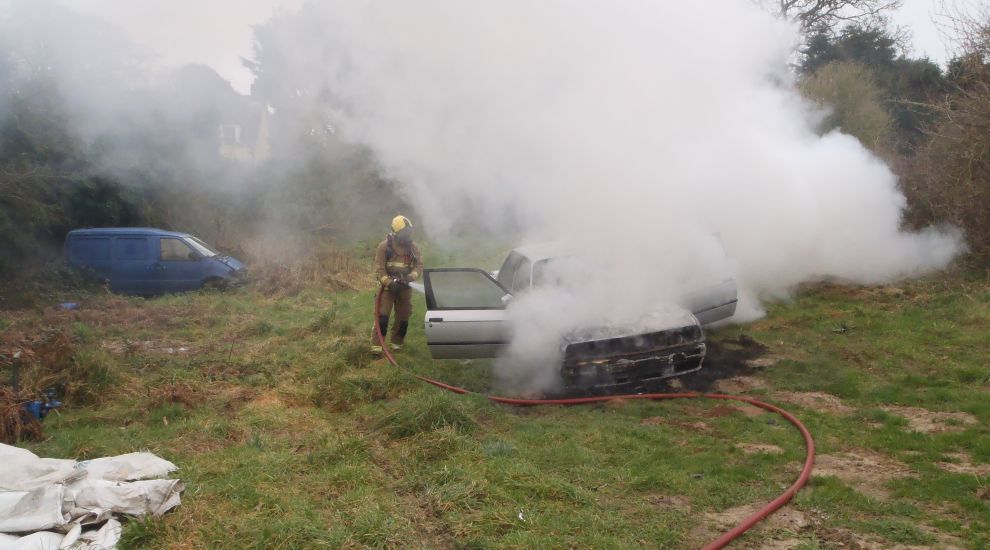 Burning car sparks fire service warning