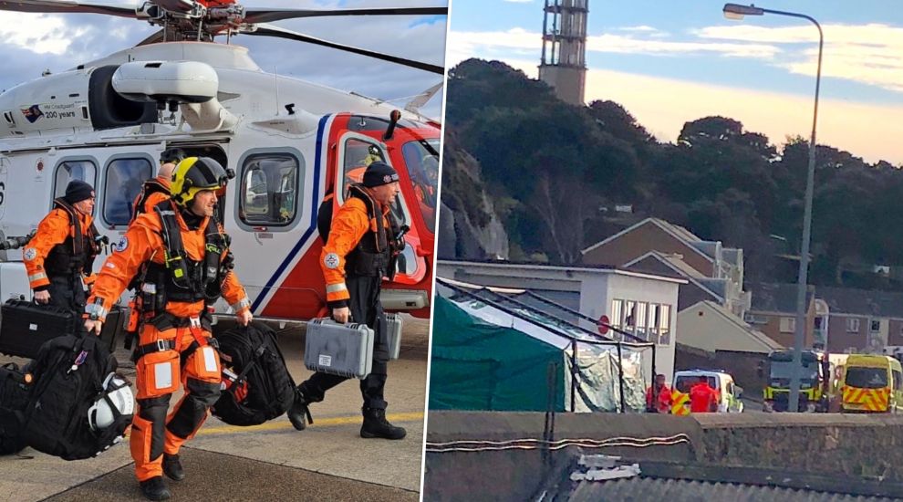 WATCH: Explosion site “highly unsafe” with “pockets of fire” as UK search teams arrive