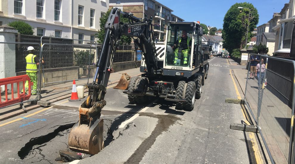 'Sink-hole' caused by a burst pipe