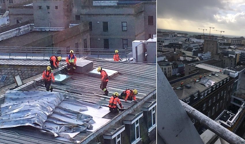 WATCH: Hospital’s storm-battered roof “made safe”