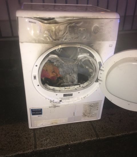 Two people treated in hospital after dryer fire