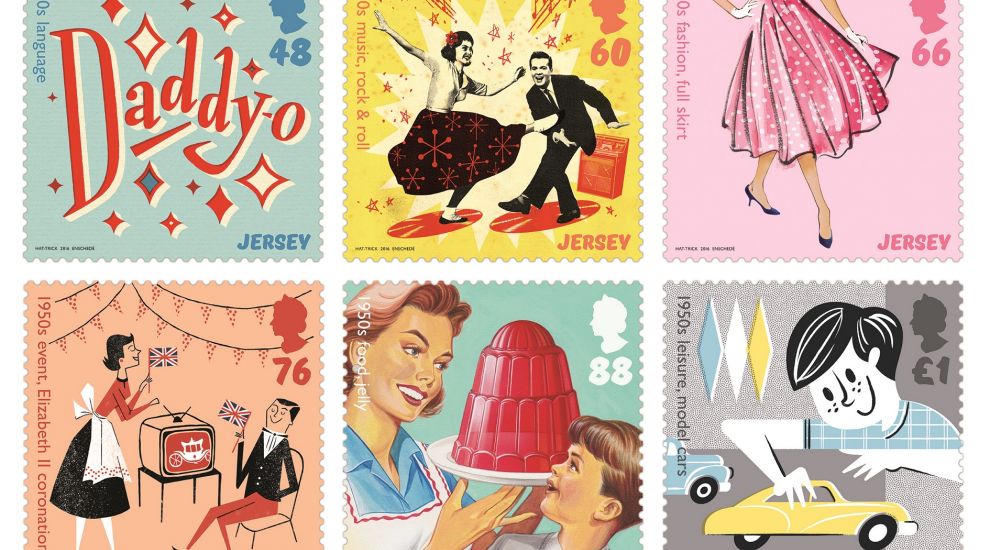 1950s popular culture remembered on Jersey stamps