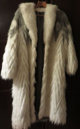 Grey and white faux fur coat 