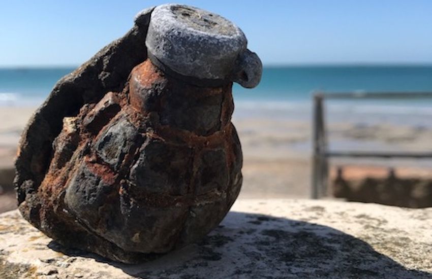 Live grenade found on beach wall