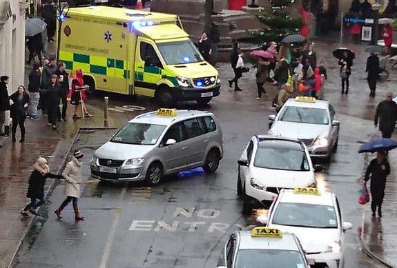 Demonstrating taxi drivers apologise over ambulance delay