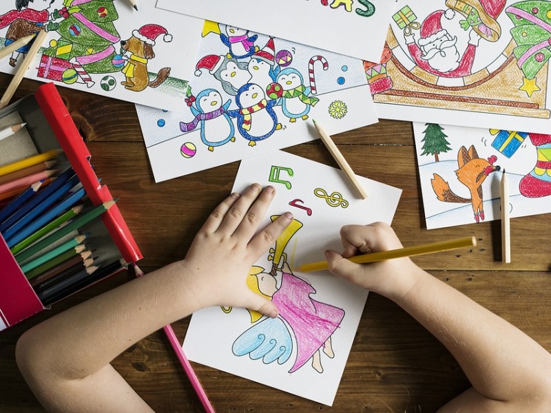 kids children colouring drawing playing school art