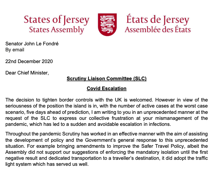 JLF scrutiny letter