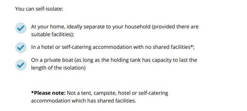 isolation accommodation guidelines