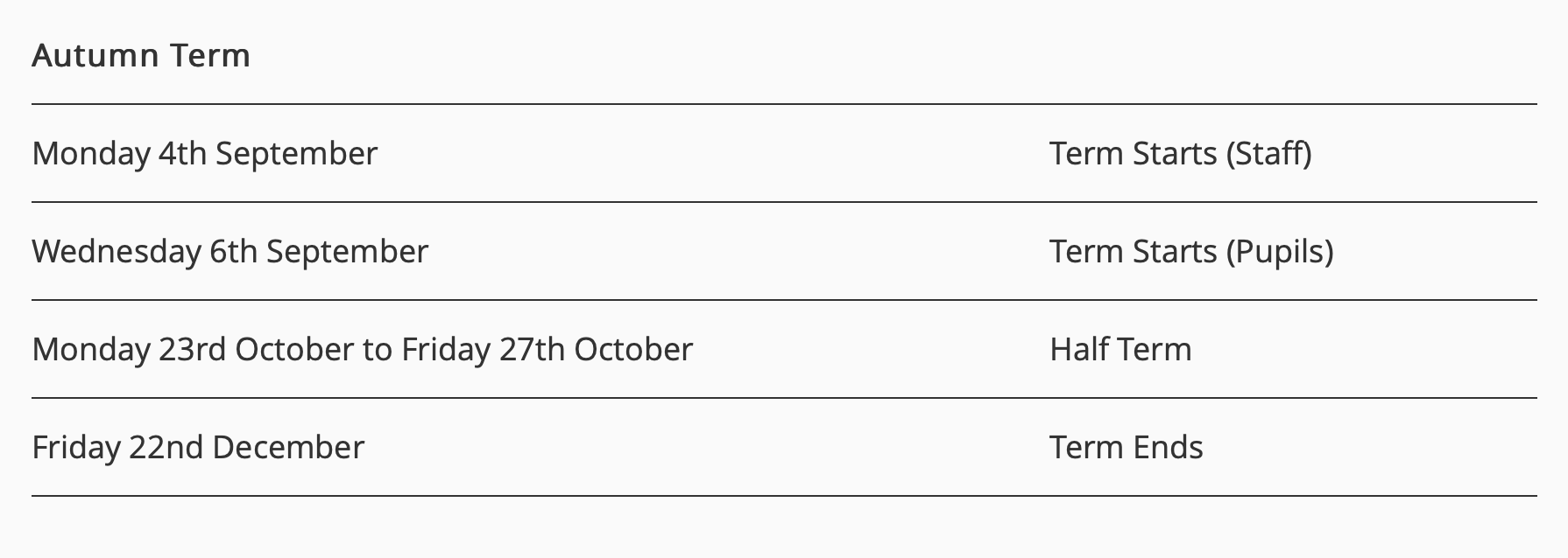 September 2023 school term dates
