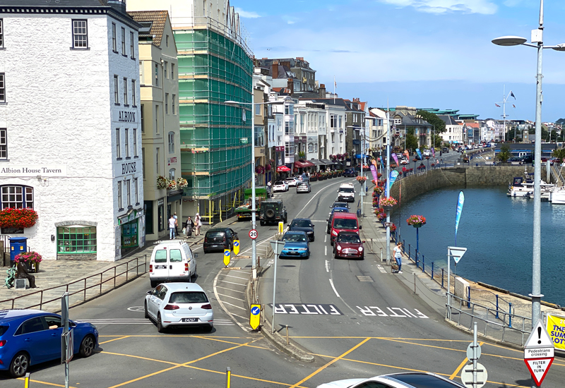 town seafront traffic