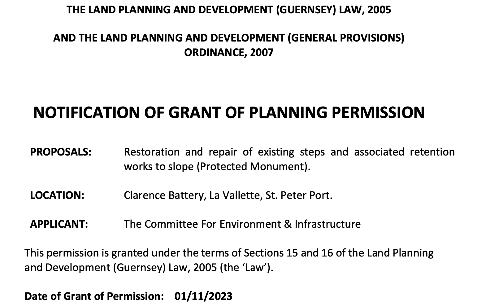la vallette planning permission
