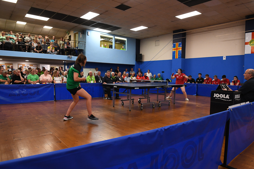 Ladies singles Alice Edwards v Hannah Silcock.NatWest Island Games Guernsey 2023 IG Guernsey 2023 Table Tennis.Picture: DAVID FERGUSON