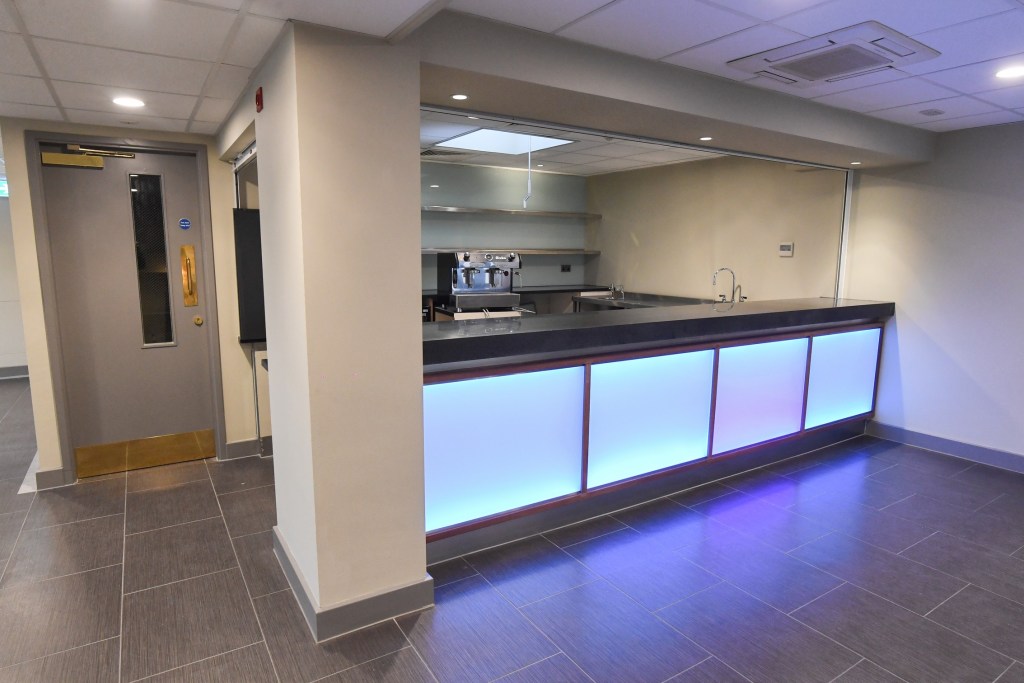 bar with blue lighting