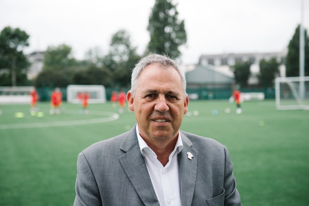 Infrastructure Minister Andy Jehan at the 3G pitch at Springfield Stadium