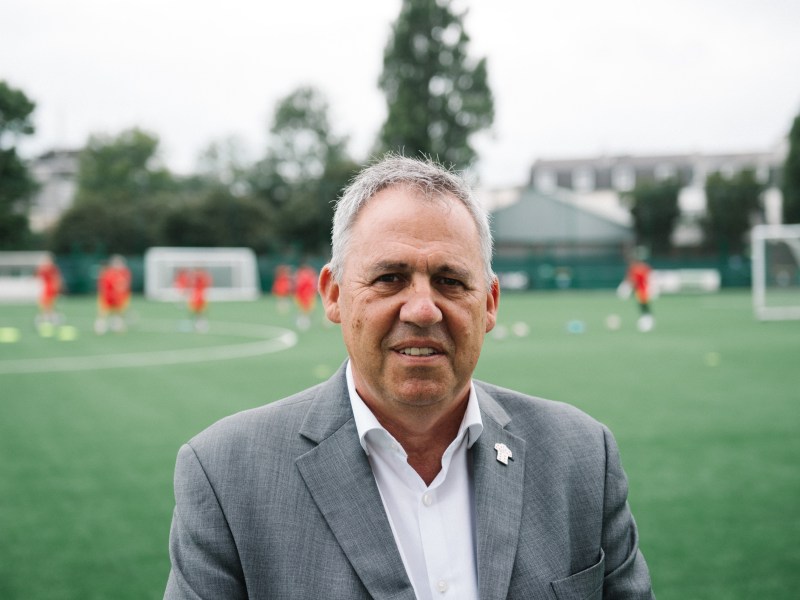 Infrastructure Minister Andy Jehan at the 3G pitch at Springfield Stadium