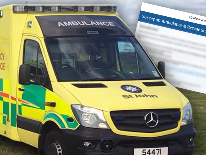 A yellow and green ambulance.