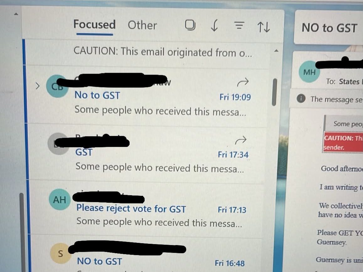 An email screen with emails about GST.