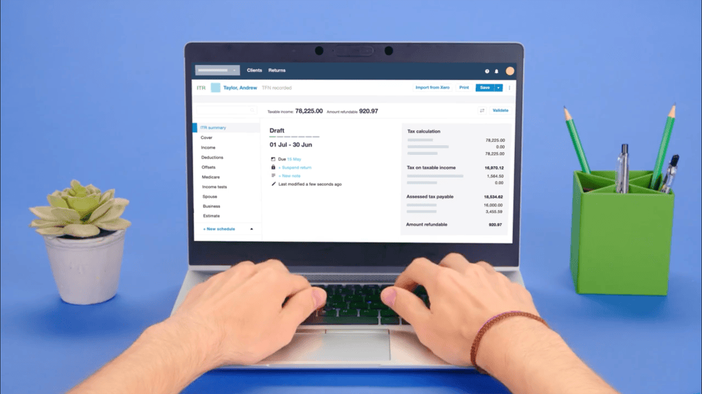 Xero tax software on a laptop