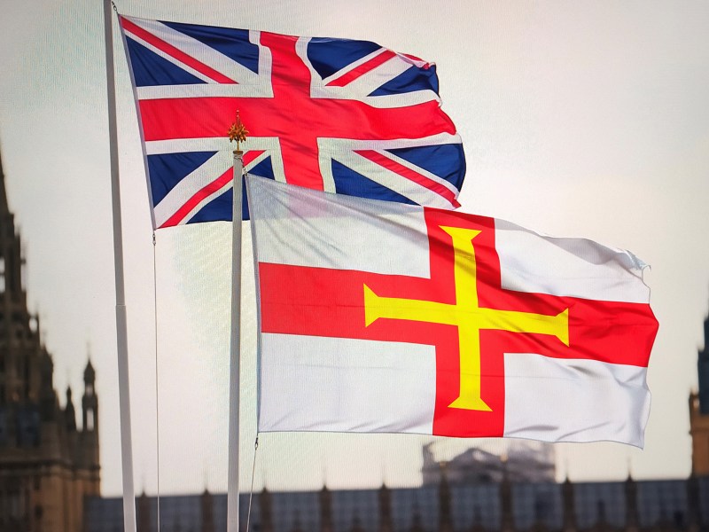 A Guernsey and a UK flag