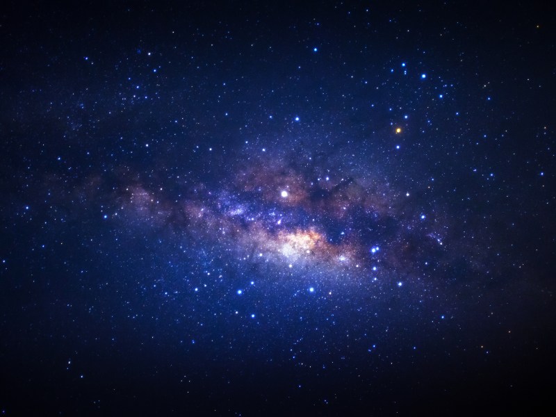 A sky at night with a galaxy