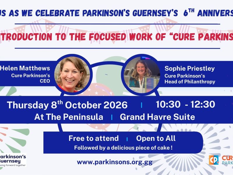 A poster with information about the Cure Parkinson event